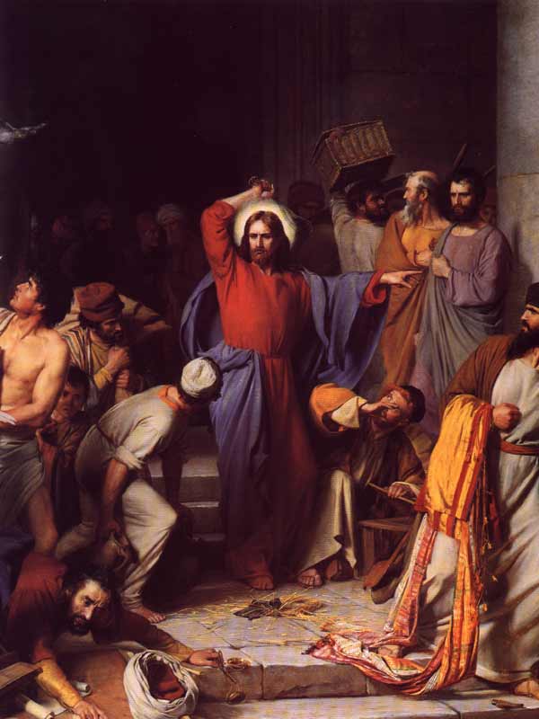 Expulsa vendilhões no Templo